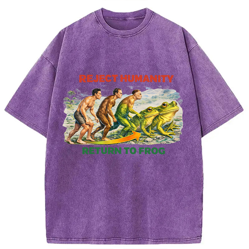 Modecanvas Reject Humanity Return To Frog Funny Meme DTG Printing Washed T-Shirt
