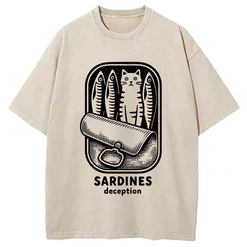 Modecanvas Funny Can Of Sardines Washed T-Shirt