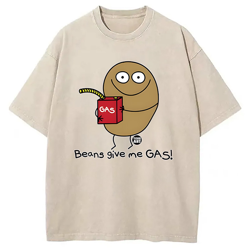 Modecanvas Beans Give Me Gas DTG Printing Washed T-Shirt