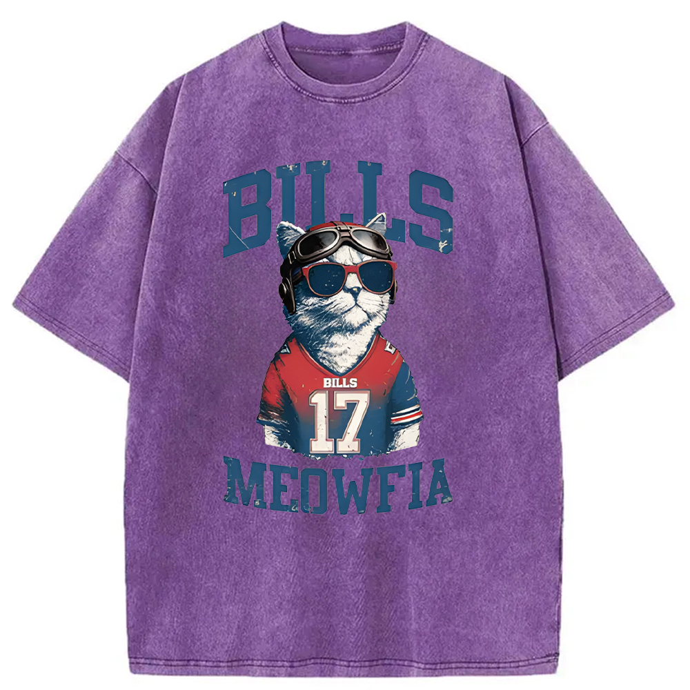 Modecanvas Bills Meowfia Cat DTG Printing Washed T-Shirt