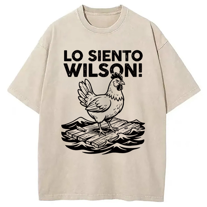 Modecanvas Lo Siento Wilson Chicken Meme DTG Printing Washed T-Shirt