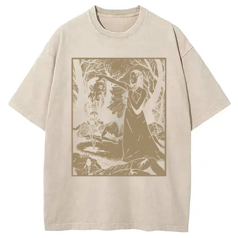 Modecanvas Headhunter Witch DTG Printing Washed T-Shirt