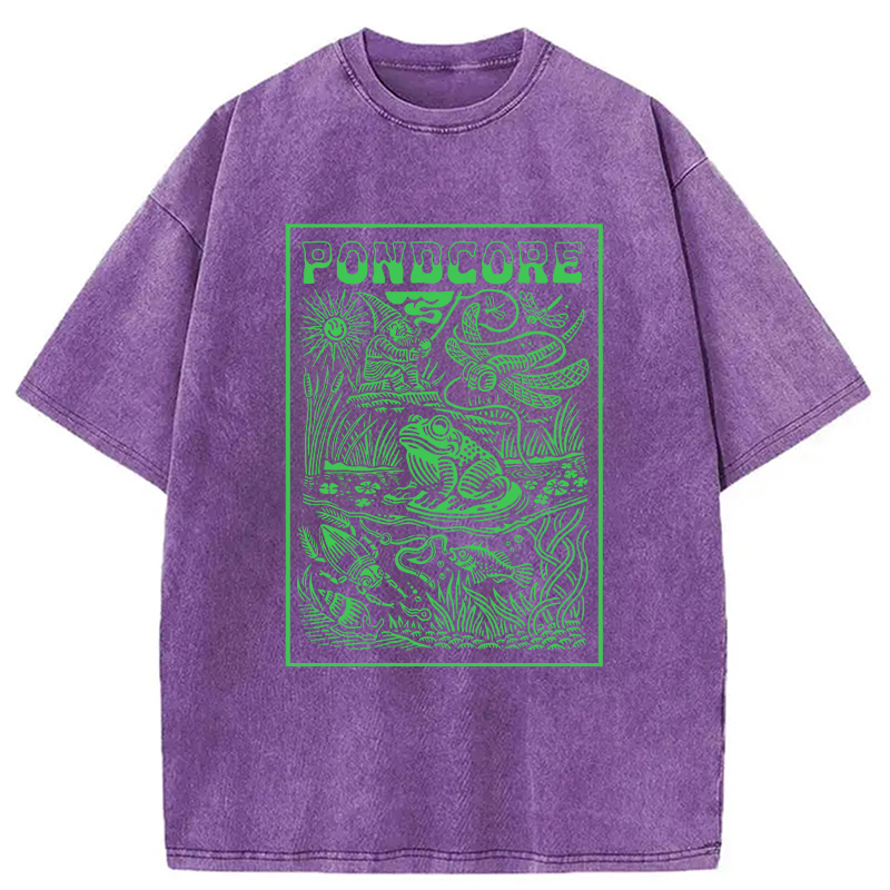 Modecanvas Pondcore Frog DTG Printing Washed T-Shirt