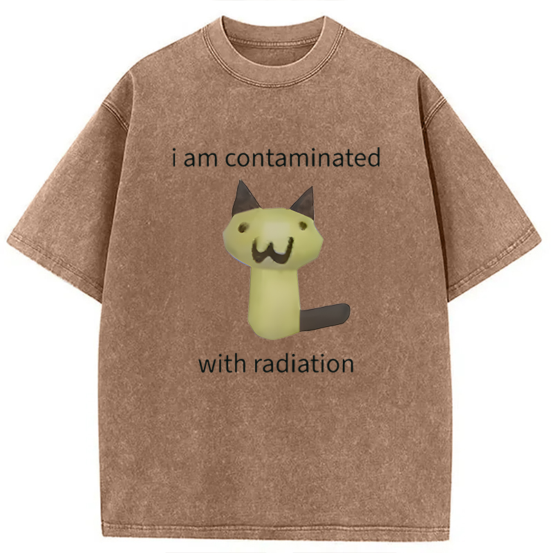 Modecanvas Radioactive Cat Meme DTG Printing Washed T-Shirt