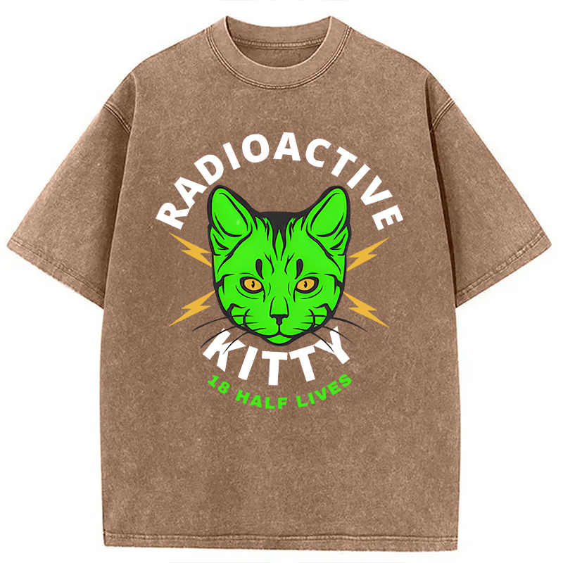 Modecanvas Radioactive Kitty DTG Printing Washed T-Shirt