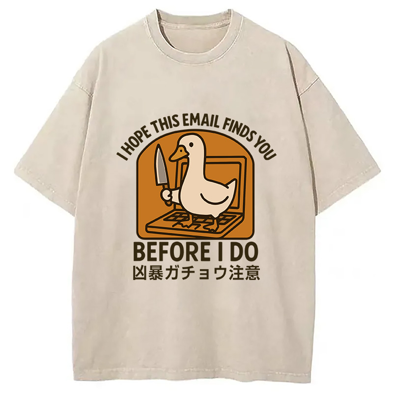 Modecanvas Goose With A Knife Washed T-Shirt-modecanvas