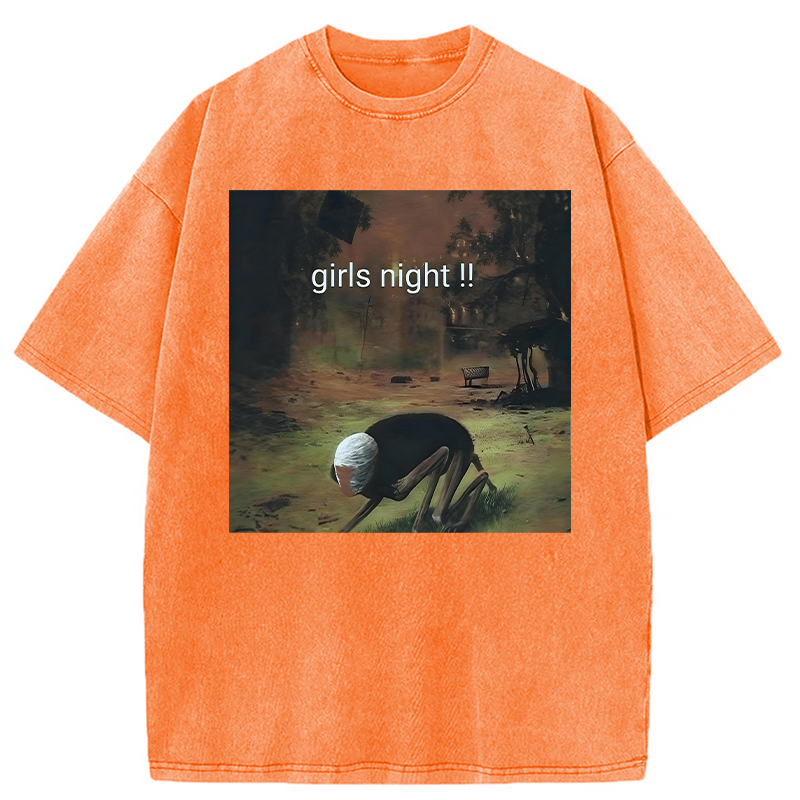 Modecanvas Girls Night Meme DTG Printing Washed T-Shirt