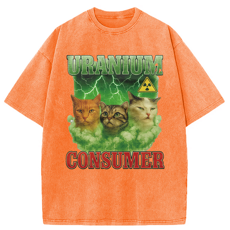Modecanvas Uranium Consumer Cat DTG Printing Washed T-Shirt