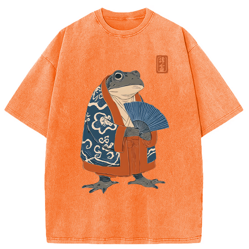 Modecanvas Frog Kimono DTG Printing Washed T-Shirt