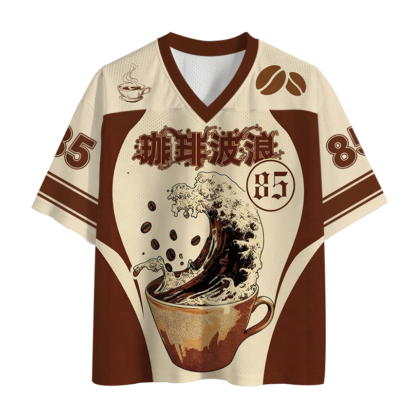 Modecanvas Coffee Wave Mesh Jersey-modecanvas