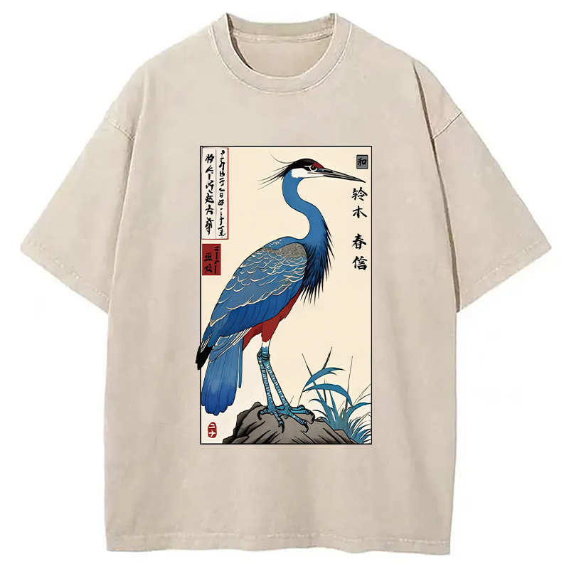 Modecanvas Colorful Crane Washed T-Shirt