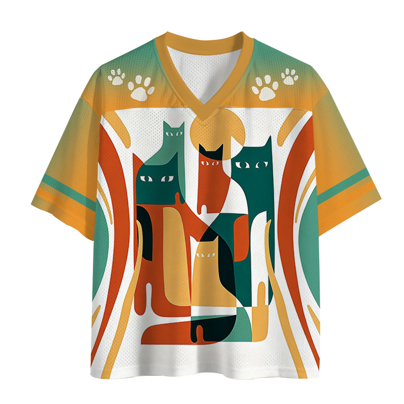 Modecanvas Abstract Felines Mesh Jersey-modecanvas