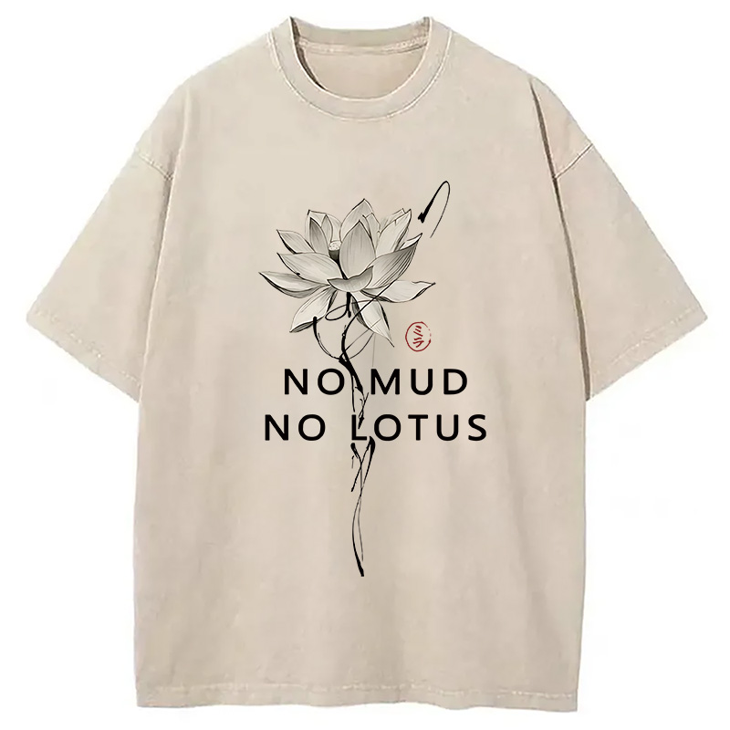 Modecanvas Japanese Zen Lotus Washed T-Shirt-modecanvas
