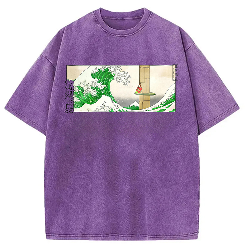 Modecanvas Green Wave DTG Printing Washed T-Shirt
