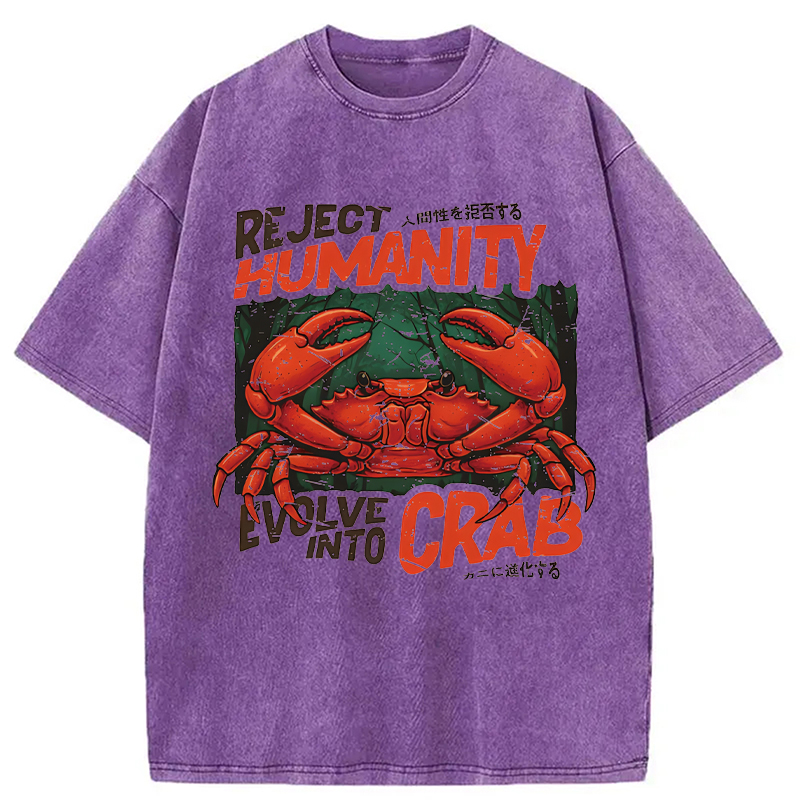 Modecanvas Horror Crab DTG Printing Washed T-Shirt