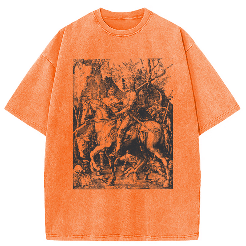 Modecanvas 90s Vintage Dark Art DTG Printing Washed T-Shirt