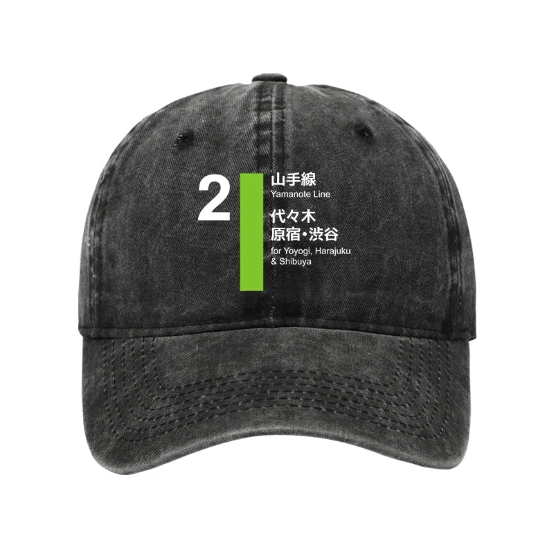 Modecanvas Yamanote Line Shibuya And Harajuku Washed Cap-modecanvas