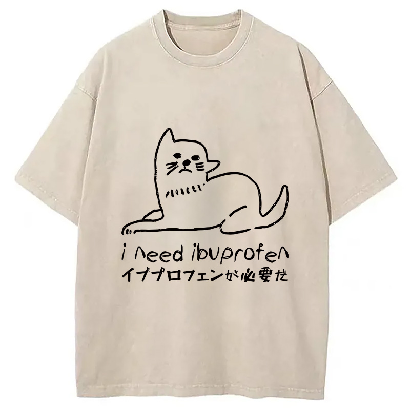 Modecanvas Cats Who Need Ibuprofen Washed T-Shirt