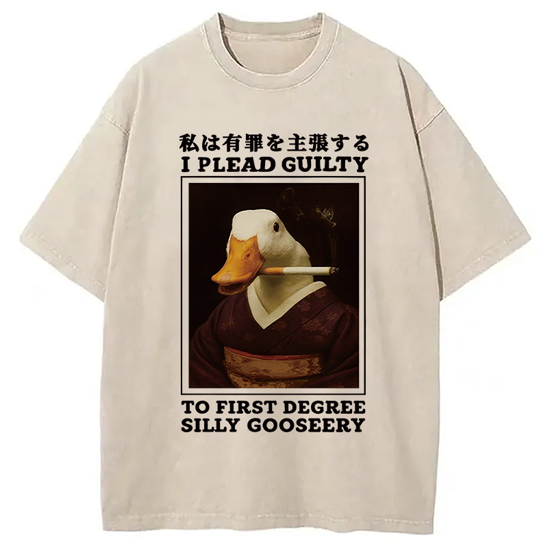 Modecanvas Silly Goose Smoking Funny Washed T-Shirt