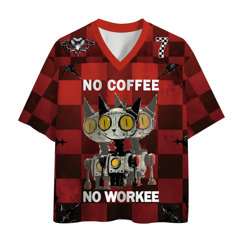 Modecanvas No Coffee No Workee Mesh Jersey-modecanvas