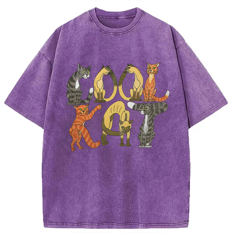 Modecanvas Cool Cat DTG Printing Washed T-Shirt
