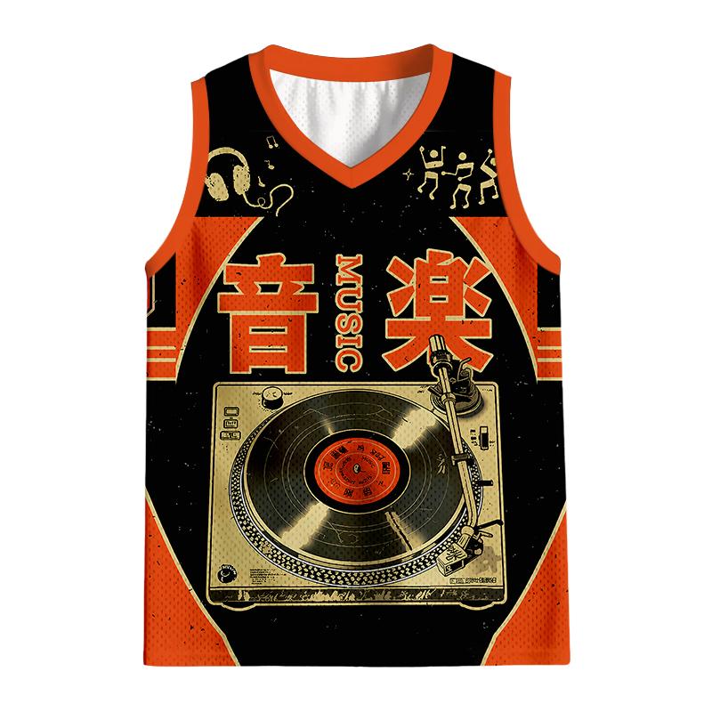 Modecanvas Retro Music Record Player Jersey Tank