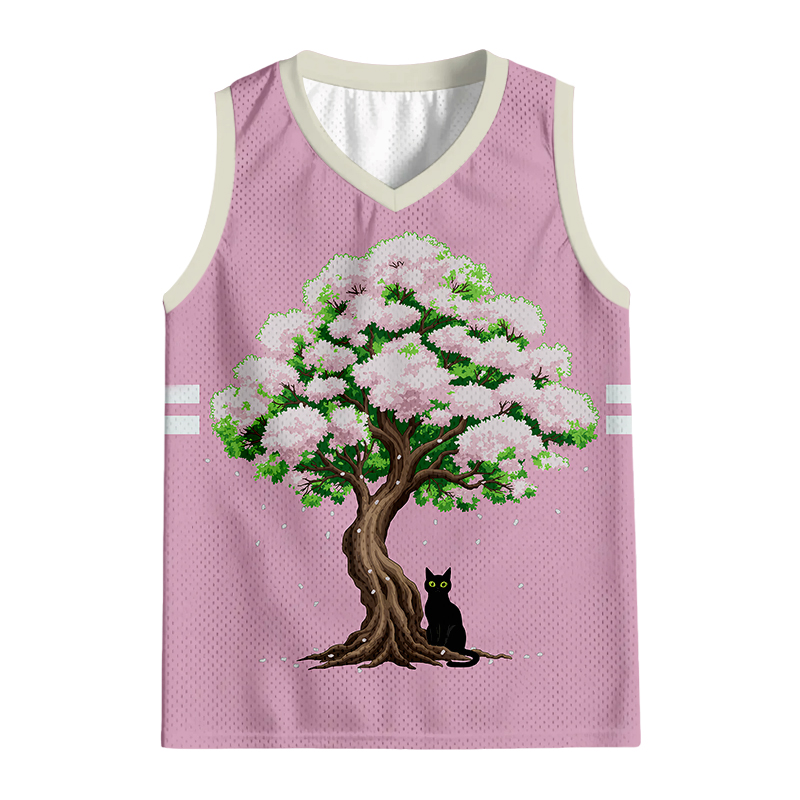 Modecanvas Sakura And Cat Jersey Tank