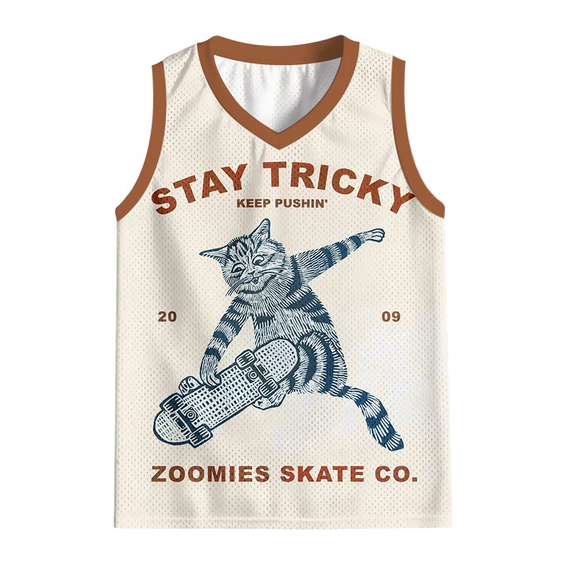 Modecanvas Stay Tricky Keep Pushin Cat Jersey Tank