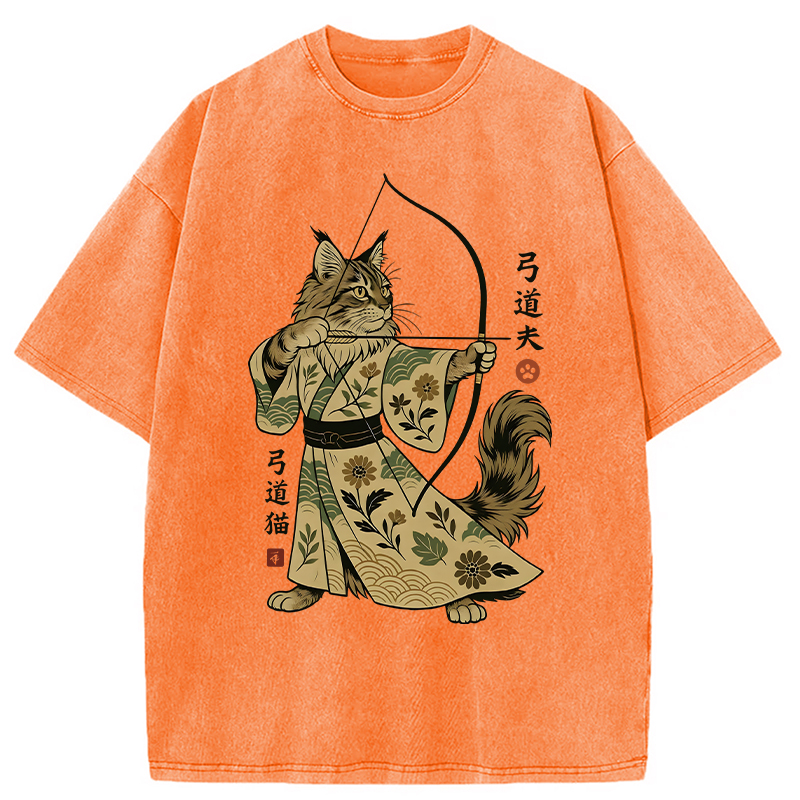 Modecanvas Archer Cat DTG Printing Washed T-Shirt