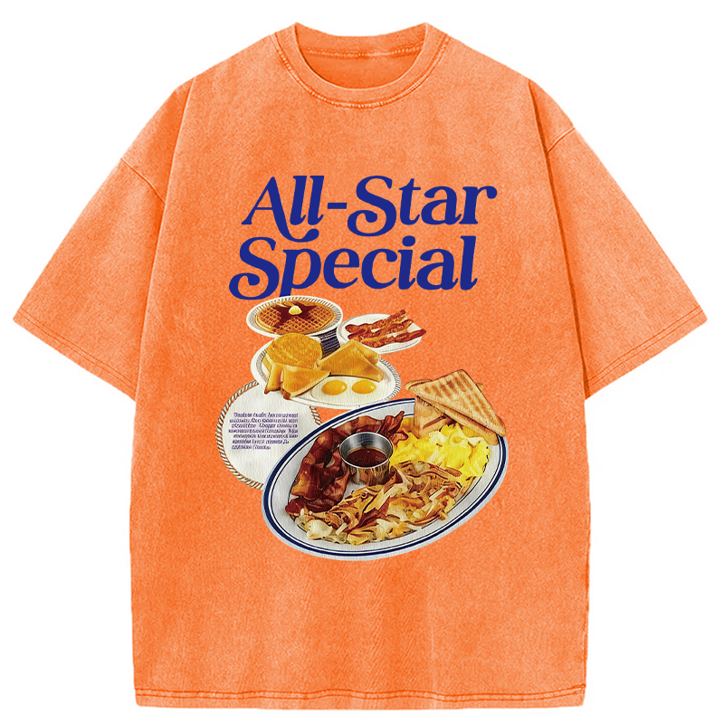 Modecanvas All-Star Special Breakfast DTG Printing Washed T-Shirt