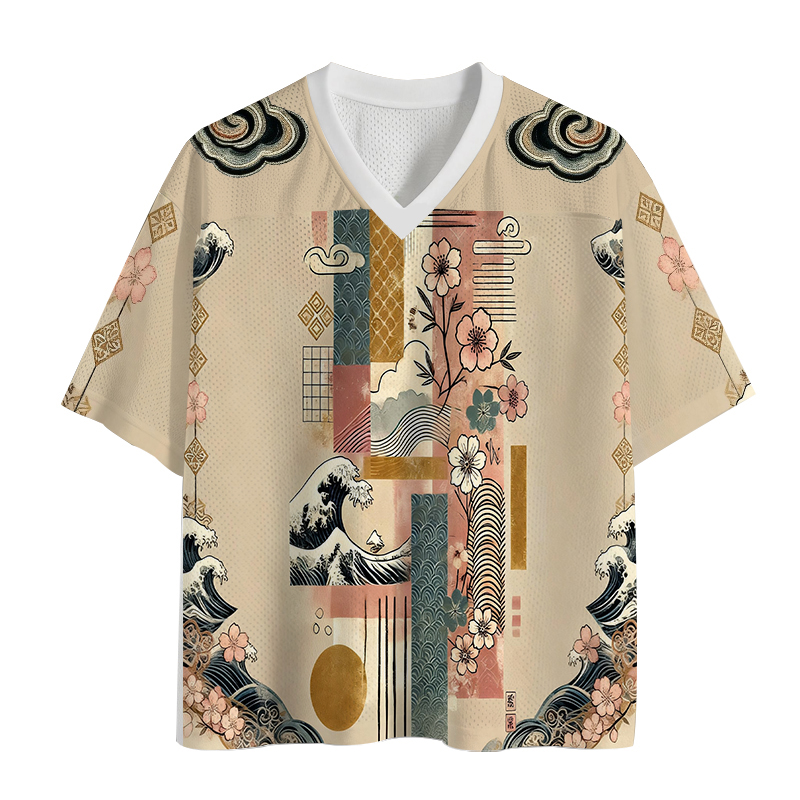 Modecanvas Japanese Wave Mosaic Mesh Jersey-modecanvas