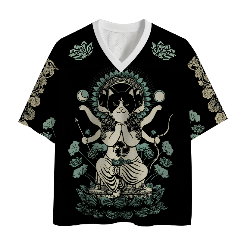Modecanvas Cat Deity Lotus Mesh Jersey-modecanvas