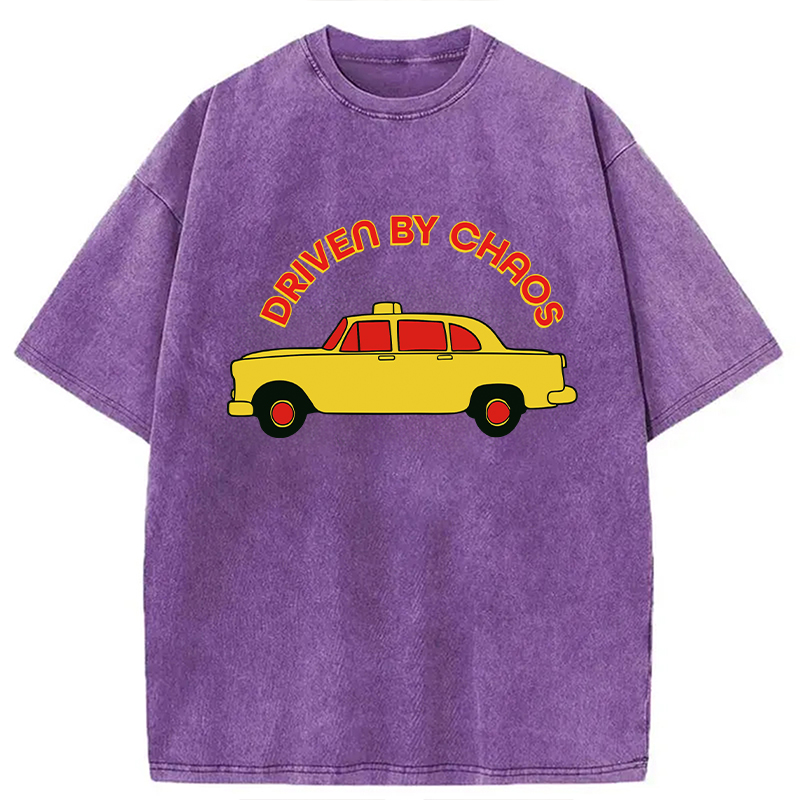 Modecanvas Vintage Taxi Pop Art DTG Printing Washed T-Shirt