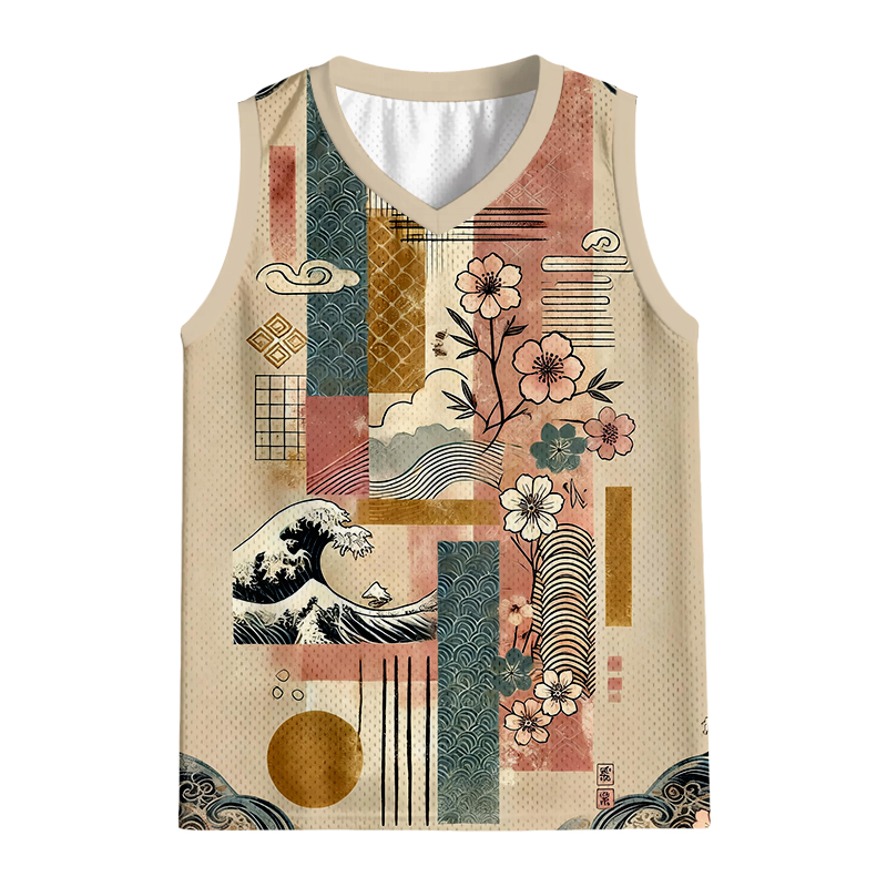 Modecanvas Japanese Wave Mosaic Jersey Tank