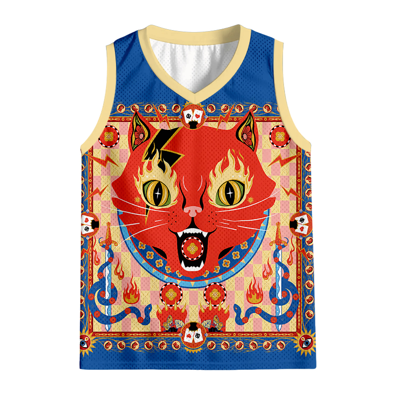 Modecanvas Lucky Fire Cat Jersey Tank