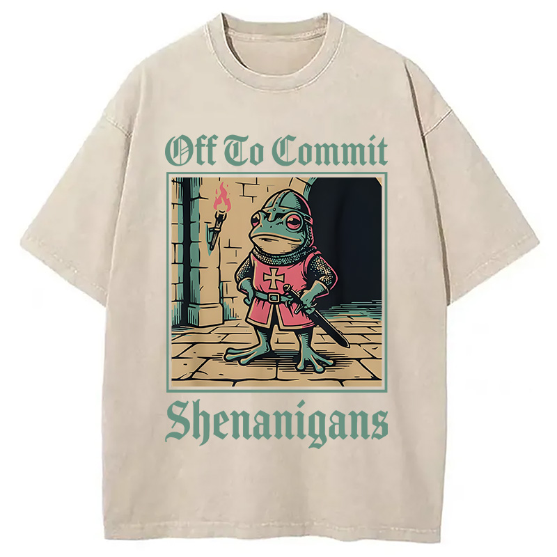 Modecanvas Off To Commit Shenanigans DTG Printing Washed T-Shirt