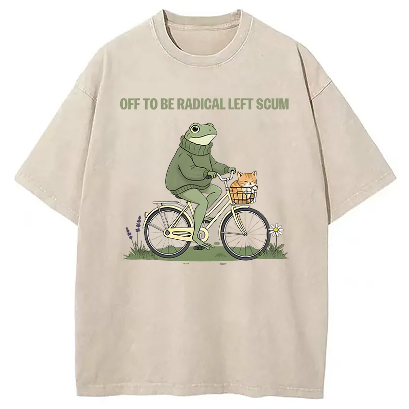 Modecanvas Off To Be Radical Left Scum DTG Printing Washed T-Shirt
