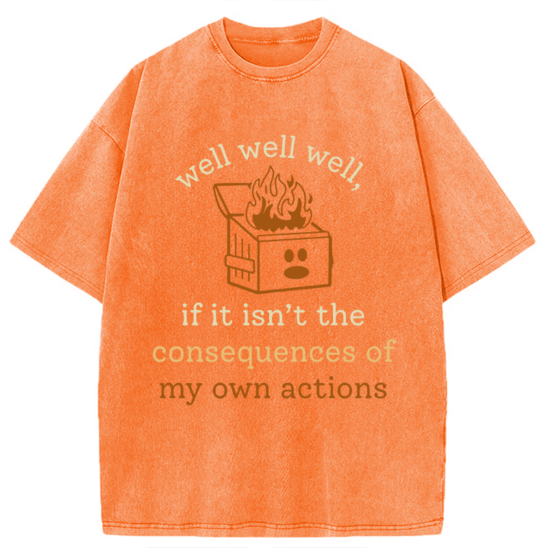 Modecanvas Dumpster Fire Self-Deprecating Humor DTG Printing Washed T-Shirt