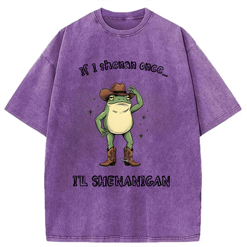 Modecanvas I ll Shenanigan Frog DTG Printing Washed T-Shirt