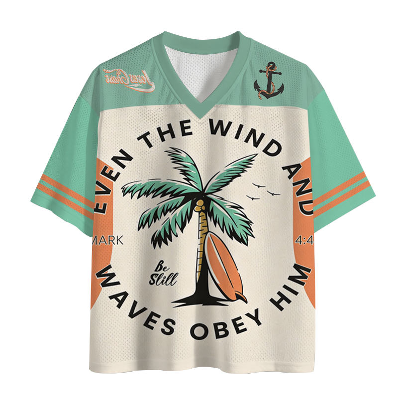 Modecanvas Even The Wind And Waves Obey Him Christian Mesh Jersey-modecanvas