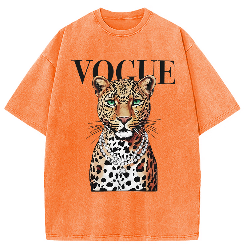 Modecanvas Glam Leopard DTG Printing Washed T-Shirt