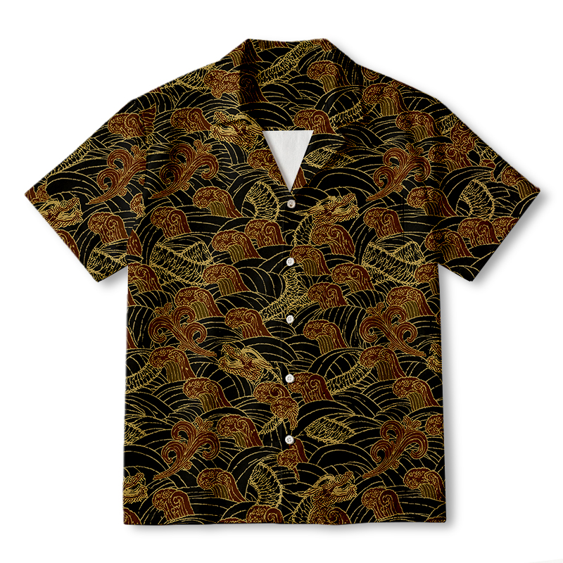 Modecanvas Japanese Dragon Wave Hawaiian Shirt