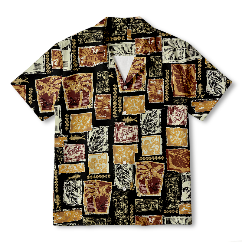 Modecanvas Tribal Palm Patchwork Hawaiian Shirt