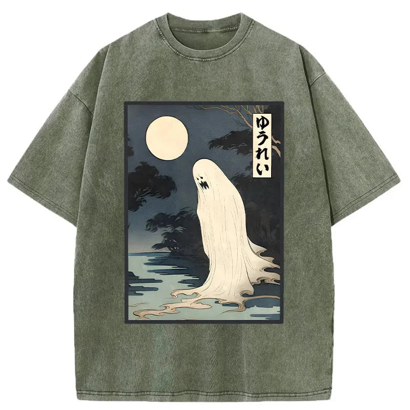 Modecanvas Creepy Japanese Ghost Washed T-Shirt