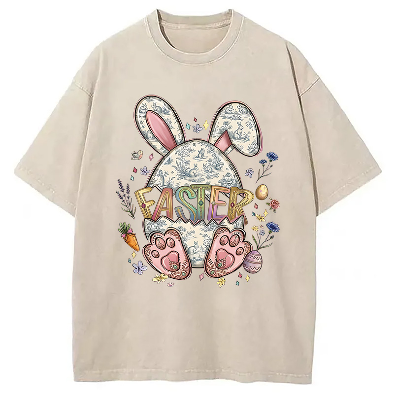 Modecanvas Easter Bunny Egg DTG Printing Washed T-Shirt
