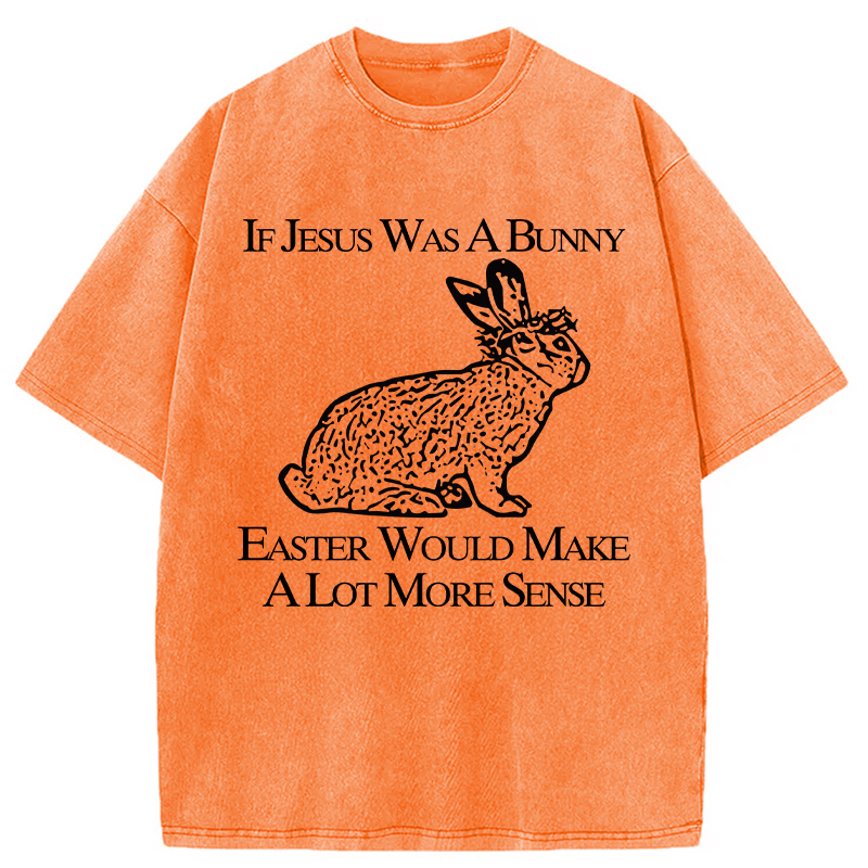 Modecanvas If Jesus Was A Bunny Easter Would Make A Lot More Sense DTG Printing Washed T-Shirt