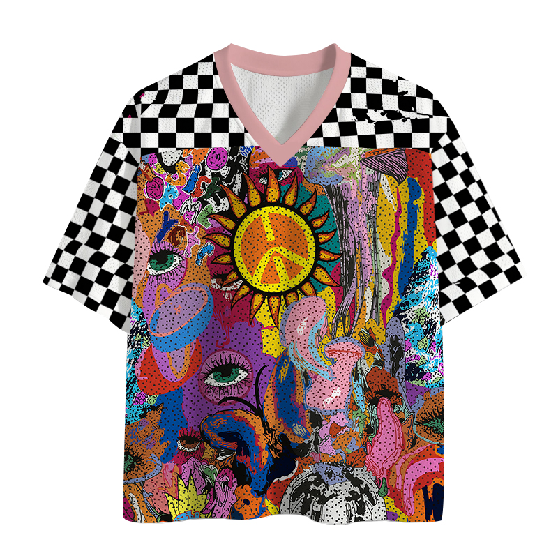 Modecanvas Trippy Colorful Rave Mesh Jersey-modecanvas