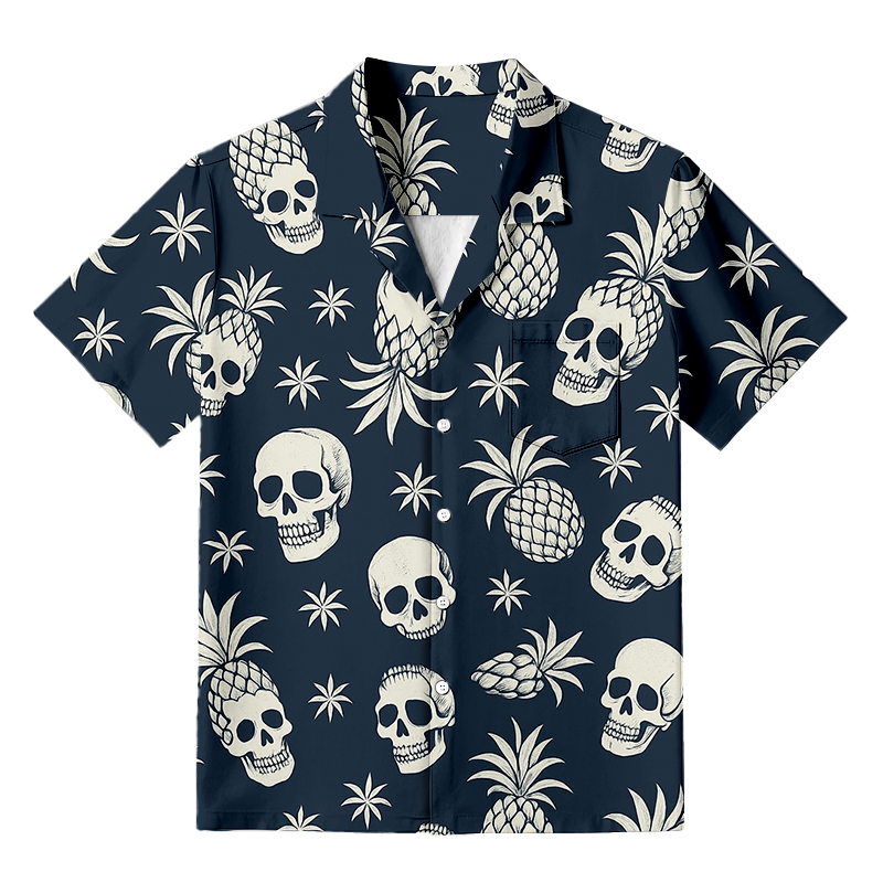 Modecanvas Pineapple Skull Aloha Hawaiian Shirt