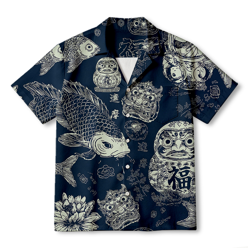 Modecanvas Daruma And Koi Hawaiian Shirt-modecanvas