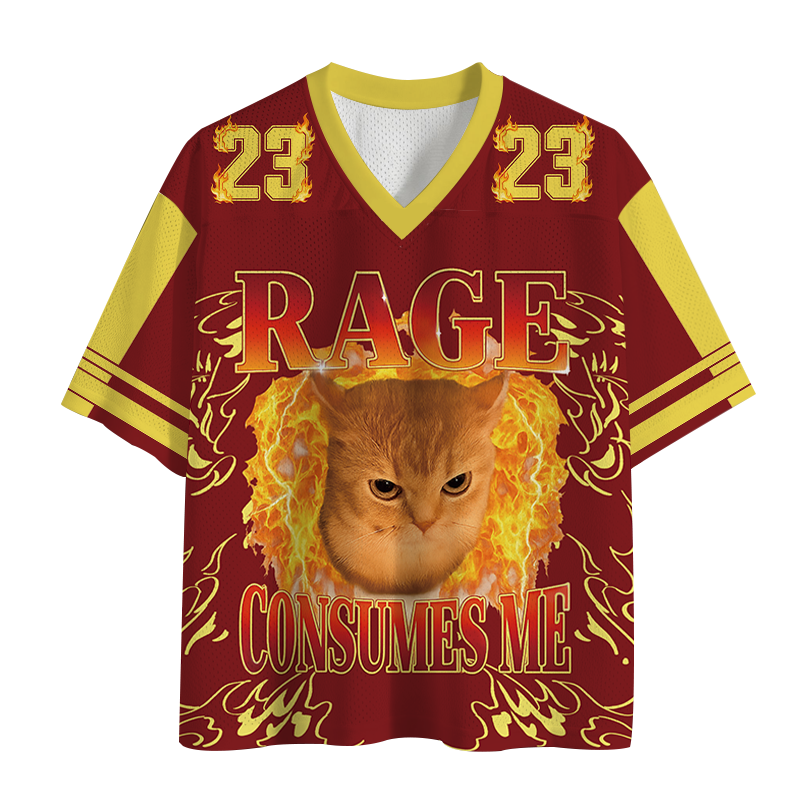 Modecanvas Rage Consumes Me Edgy Funny Cat Meme Mesh Jersey-modecanvas